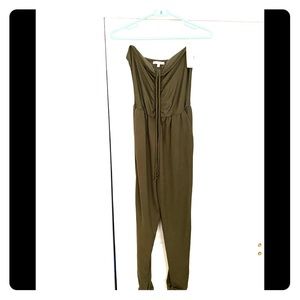 Strapless olive green jumpsuit